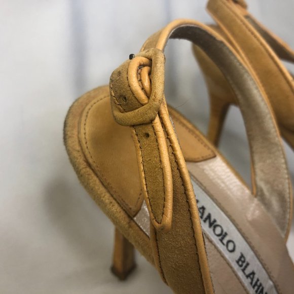 Manolo Blahnik Camel Suede Slingbacks - Picture 5 of 6